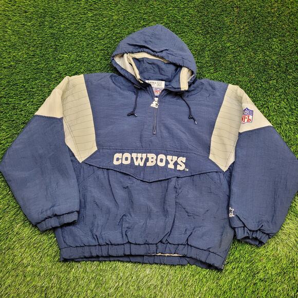 Vintage Dallas Cowboys Anorak Hooded Jacket Medium 24x26 Baggy Oversized 90s - Picture 1 of 16